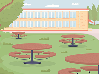 school-yard-flat-color-illustration-vector